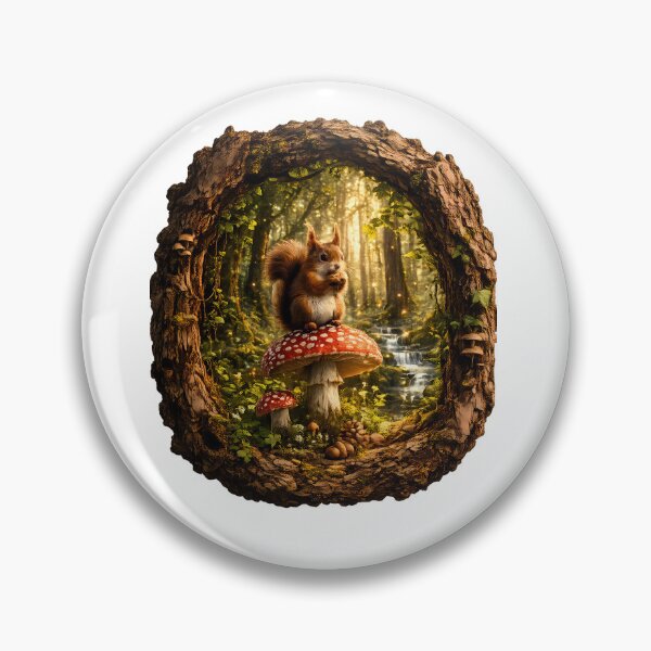 Item preview, Cute Woodland Squirrel in Rustic Bark Frame – Forest Wildlife Art designed and sold by GGAUL.