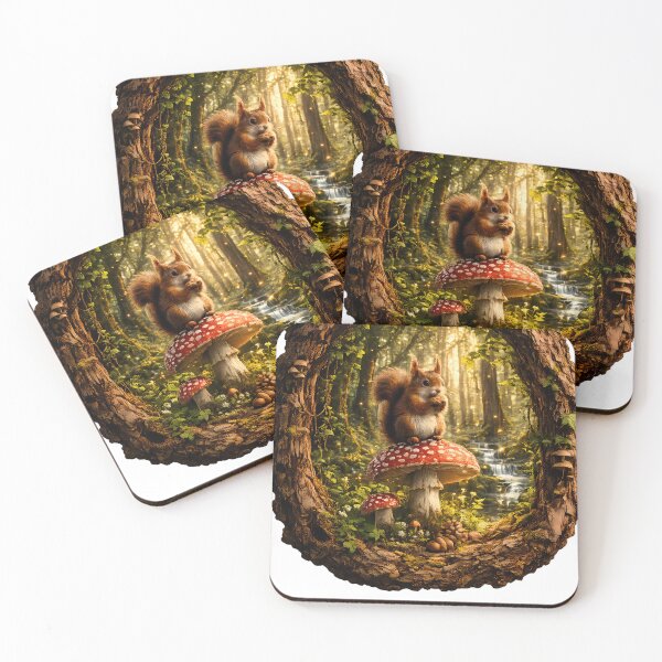 Item preview, Cute Woodland Squirrel in Rustic Bark Frame – Forest Wildlife Art designed and sold by GGAUL.