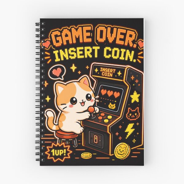 Item preview, Title: Cute Cat Arcade Game Over Insert Coin Shirt — Kawaii Retro Gamer Gift Cat Lover Tee designed and sold by MaynyStudio.