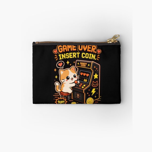 Item preview, Title: Cute Cat Arcade Game Over Insert Coin Shirt — Kawaii Retro Gamer Gift Cat Lover Tee designed and sold by MaynyStudio.