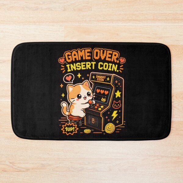 Item preview, Title: Cute Cat Arcade Game Over Insert Coin Shirt — Kawaii Retro Gamer Gift Cat Lover Tee designed and sold by MaynyStudio.