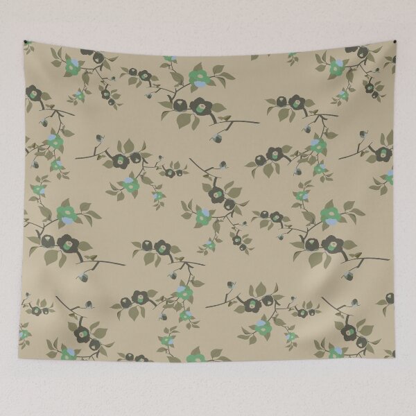 Item preview, Vintage Morandi Olive Green Camellia Seamless Pattern designed and sold by MOONLIT MIRAGE.