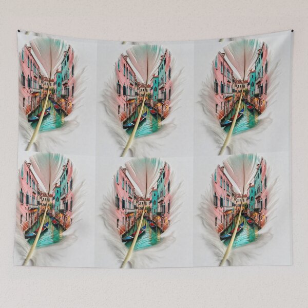Item preview, Venice Feather Art | Colorful Canal Travel Illustration designed and sold by GalleryPeak.