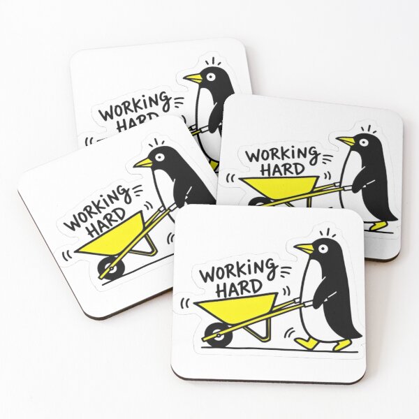 Item preview, Working Hard Penguin designsticker ! "Working Hard Penguin" sticker ke liye full social media content kit! ?? designed and sold by Ulikedigital14.