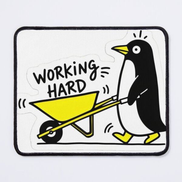Item preview, Working Hard Penguin designsticker ! "Working Hard Penguin" sticker ke liye full social media content kit! ?? designed and sold by Ulikedigital14.