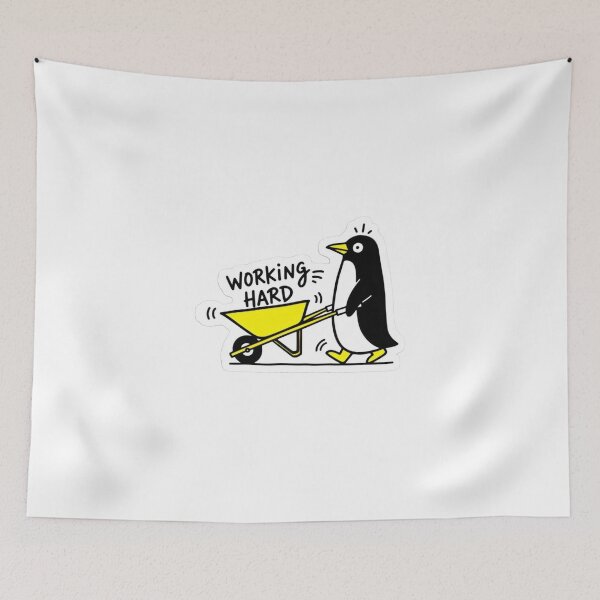Item preview, Working Hard Penguin designsticker ! "Working Hard Penguin" sticker ke liye full social media content kit! ?? designed and sold by Ulikedigital14.