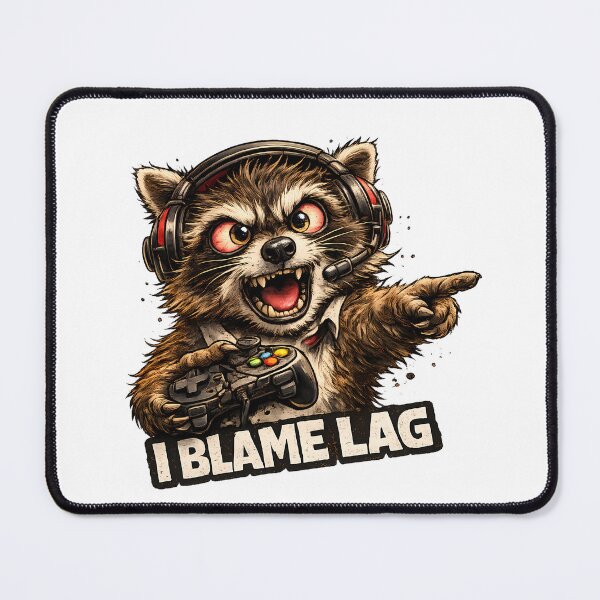 Item preview, I Blame Lag Funny Gamer Raccoon Meme designed and sold by DryHumorPrints.