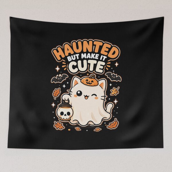 Item preview, Cute Ghost Cat Halloween Shirt — Haunted But Make It Cute Kawaii Spooky Season Gift designed and sold by MaynyStudio.