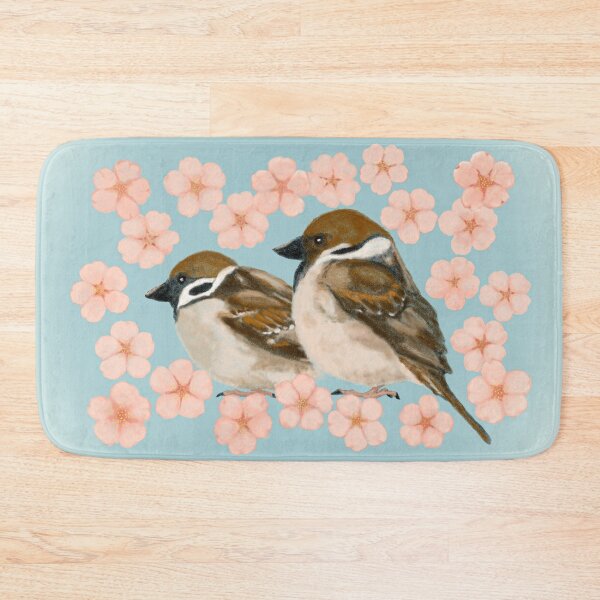 Item preview, Tree Sparrows and Cherry Blossom Petals designed and sold by greenPQBstudio.