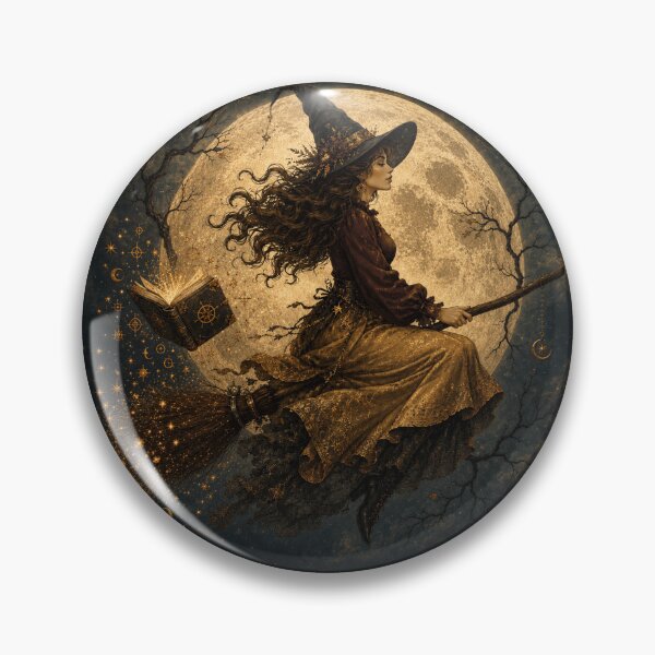 Item preview, Flying Witch Moon Halloween Shirt  Vintage Witchy Tee designed and sold by POD DYNASTY.