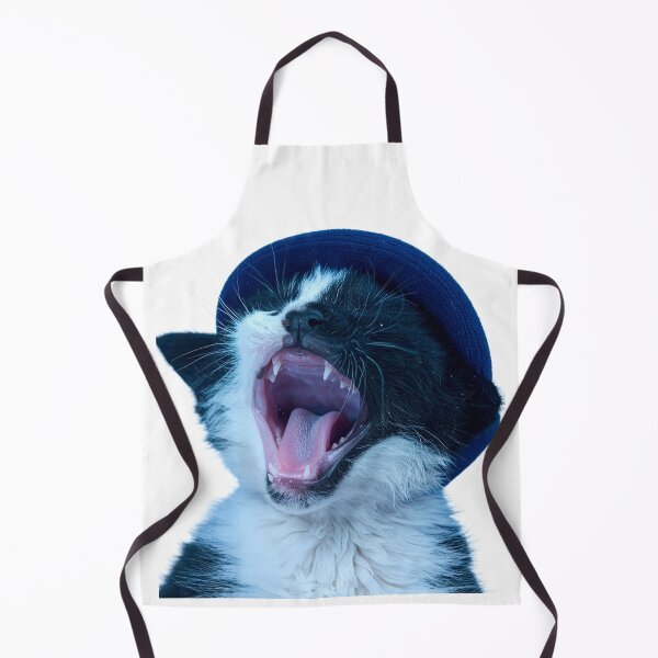 Item preview, Funny Screaming Tuxedo Cat Poster - Yawning Kitten in Blue Hat Sticker - Dramatic Meme Cat Print for Streetwear Apparel and Mugs designed and sold by WildGentlemen.
