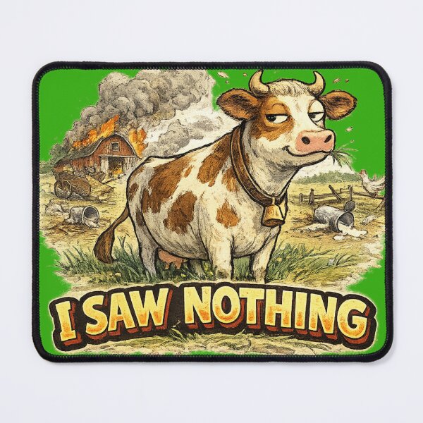 Item preview, I Saw Nothing Funny Unbothered Cow Chaos Meme designed and sold by irfanshikh.