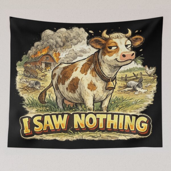 Item preview, I Saw Nothing Funny Unbothered Cow Chaos Meme designed and sold by irfanshikh.
