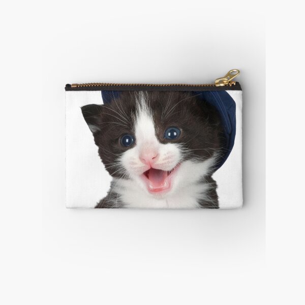 Item preview, Cute Smiling Tuxedo Kitten in Newsboy Cap Poster - Happy Baby Cat Sticker - Cheerful Dapper Pet Portrait for Greeting Cards and Mugs designed and sold by WildGentlemen.