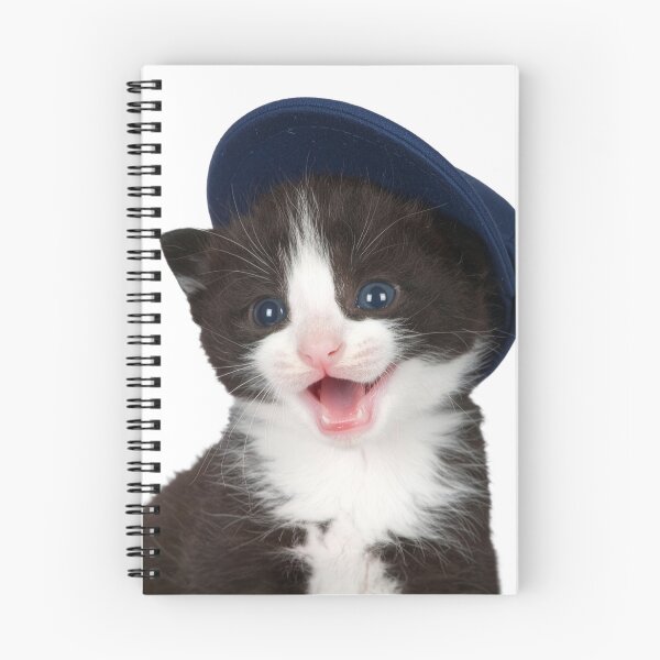 Item preview, Cute Smiling Tuxedo Kitten in Newsboy Cap Poster - Happy Baby Cat Sticker - Cheerful Dapper Pet Portrait for Greeting Cards and Mugs designed and sold by WildGentlemen.