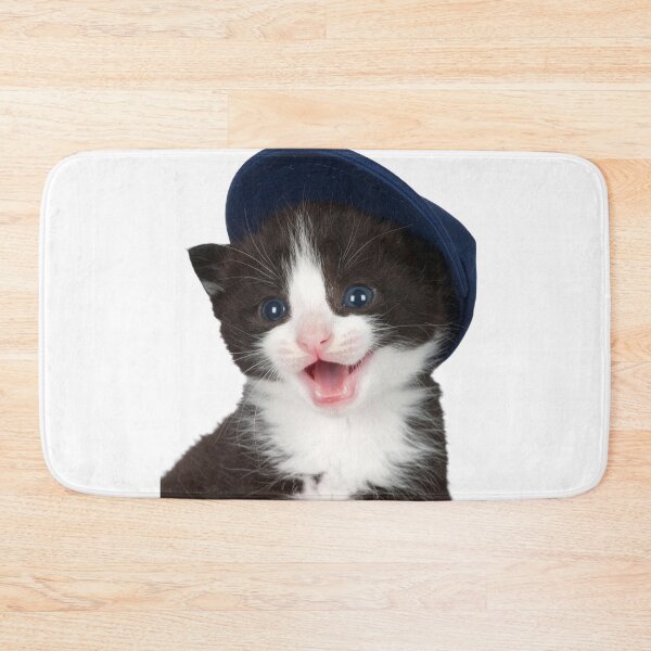Item preview, Cute Smiling Tuxedo Kitten in Newsboy Cap Poster - Happy Baby Cat Sticker - Cheerful Dapper Pet Portrait for Greeting Cards and Mugs designed and sold by WildGentlemen.
