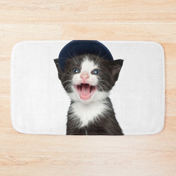 Item preview, Excited Laughing Kitten in Baseball Cap Poster - Sporty Tuxedo Cat Sticker - Hypebeast Pet Print for Gamer Room and T-Shirts designed and sold by WildGentlemen.