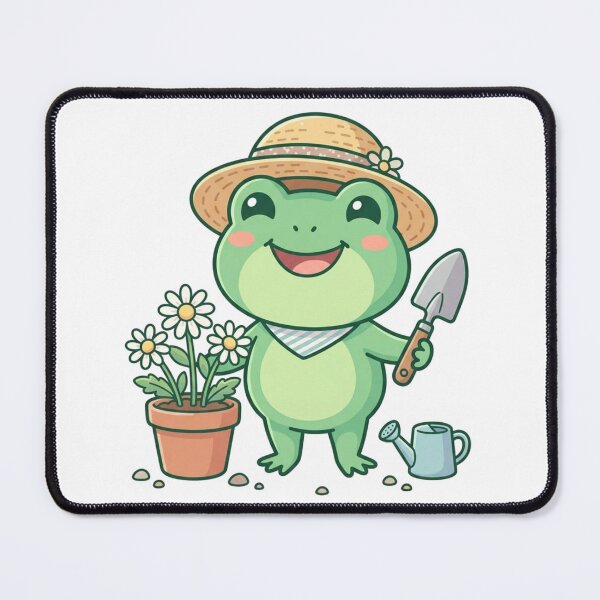 Item preview, Cute Gardening Frog with Straw Hat and Flower designed and sold by Elviqus Shop.