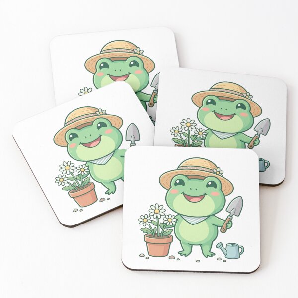 Item preview, Cute Gardening Frog with Straw Hat and Flower designed and sold by Elviqus Shop.