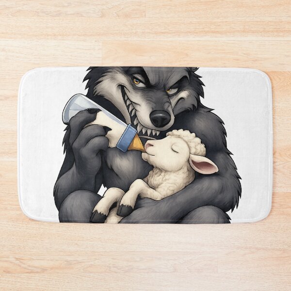 Item preview, Wolf Feeding a Lamb Cartoon Irony Design designed and sold by mr.bardook.