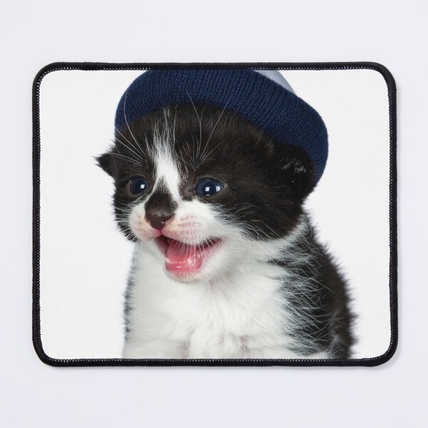 Item preview, Cozy Winter Kitten in Beanie Poster - Tiny Meow Tuxedo Cat Sticker - Hipster Pet Print for Thermal Mugs and Chunky Sweaters designed and sold by WildGentlemen.