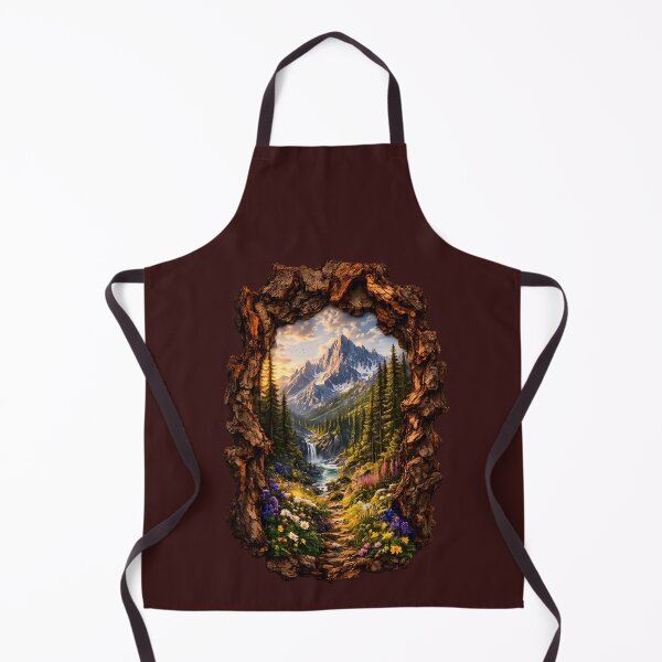 Item preview, Mountain Landscape in Rustic Bark Frame – Woodland Nature Art designed and sold by GGAUL.