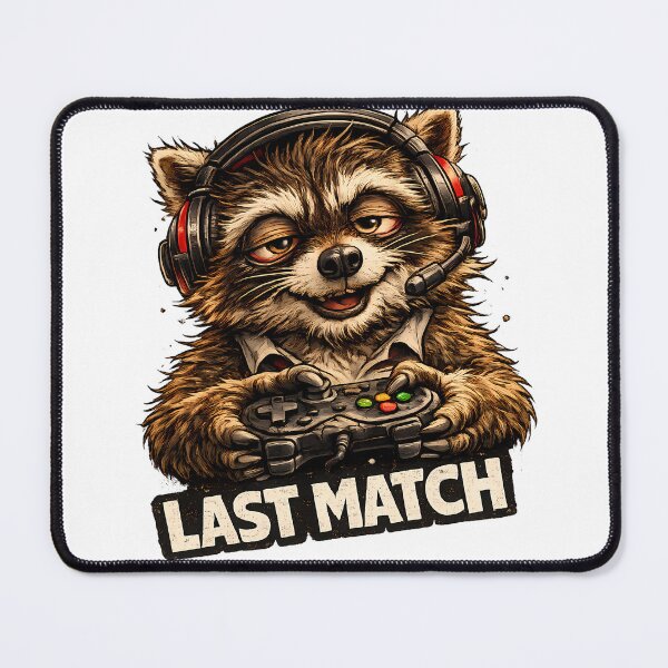 Item preview, Last Match Funny Gamer Raccoon Meme designed and sold by DryHumorPrints.