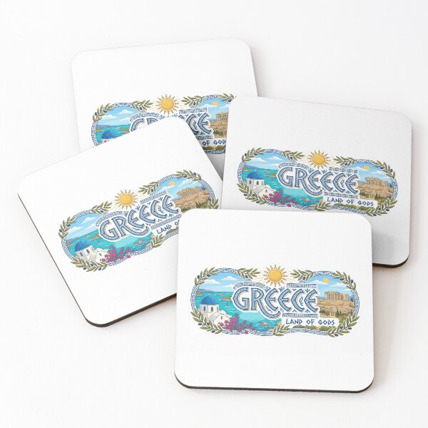 Item preview, Greece Land of Gods - Vintage Mediterranean Travel Sticker Art designed and sold by angelisart.