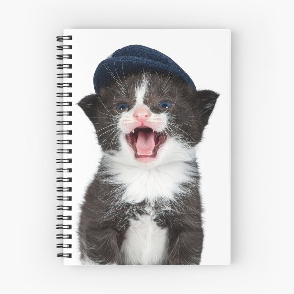 Item preview, Vocal Tuxedo Kitten in Cap Poster - Chatty Baby Cat Sticker - Expressive Talking Pet Graphic for Funny Mugs designed and sold by WildGentlemen.
