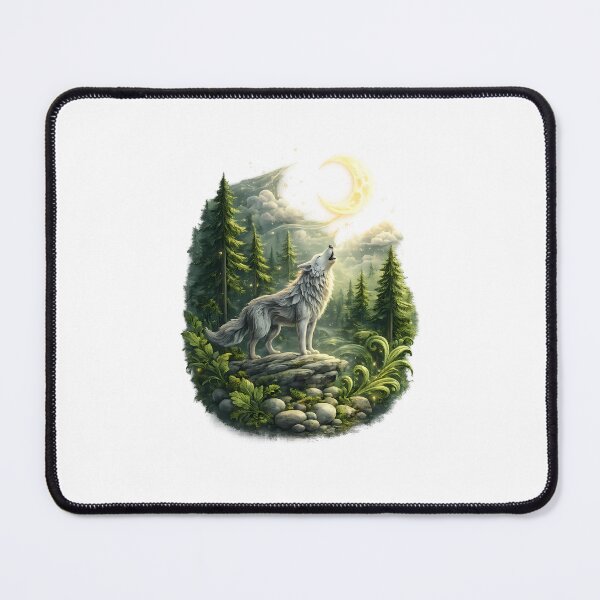 Item preview, Howling Wolf in Moonlit Forest – Wilderness Wildlife Art designed and sold by GGAUL.