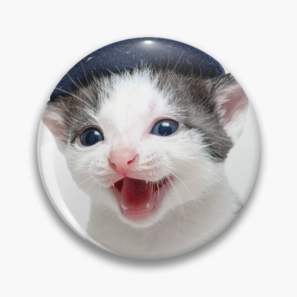 Item preview, Joyful Curious Kitten in Cap Poster - Happy Smiling Baby Cat Sticker - Positive Energy Pet Graphic for Home Decor designed and sold by WildGentlemen.