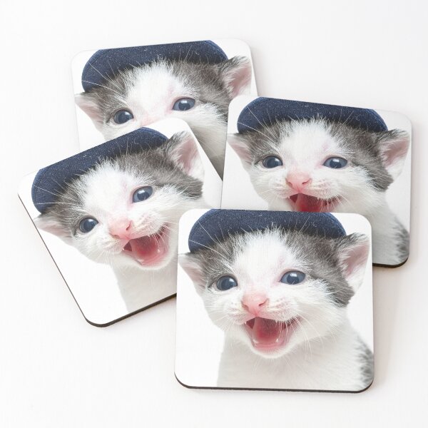 Item preview, Joyful Curious Kitten in Cap Poster - Happy Smiling Baby Cat Sticker - Positive Energy Pet Graphic for Home Decor designed and sold by WildGentlemen.