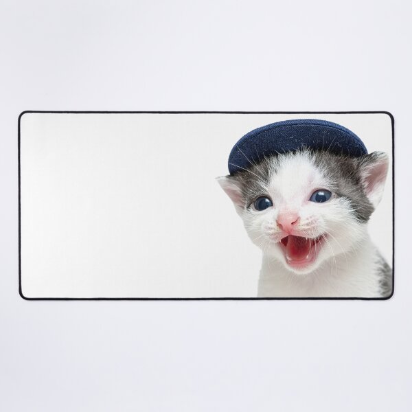Item preview, Joyful Curious Kitten in Cap Poster - Happy Smiling Baby Cat Sticker - Positive Energy Pet Graphic for Home Decor designed and sold by WildGentlemen.