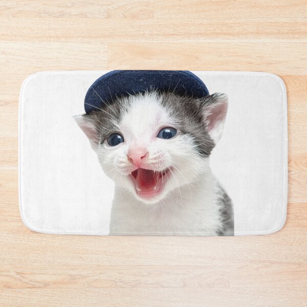 Item preview, Joyful Curious Kitten in Cap Poster - Happy Smiling Baby Cat Sticker - Positive Energy Pet Graphic for Home Decor designed and sold by WildGentlemen.
