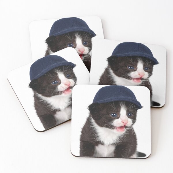 Item preview, Observant Kitten in Cap Poster - Focused Baby Cat Sticker - Attention-Grabbing Pet Graphic for Stationery and Office Decor designed and sold by WildGentlemen.