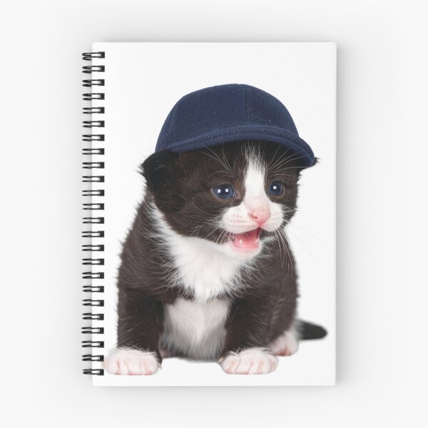 Item preview, Observant Kitten in Cap Poster - Focused Baby Cat Sticker - Attention-Grabbing Pet Graphic for Stationery and Office Decor designed and sold by WildGentlemen.