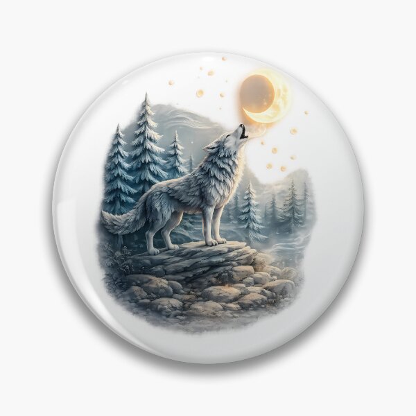 Item preview, Howling Wolf in Moonlit Forest – Wilderness Wildlife Art designed and sold by GGAUL.