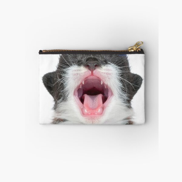 Item preview, Sleepy Morning Yawning Kitten Poster - Cozy Pajama Style Cat Graphic - Tired Monday Mood Sticker for Coffee Lovers designed and sold by WildGentlemen.