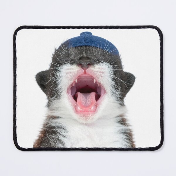 Item preview, Sleepy Morning Yawning Kitten Poster - Cozy Pajama Style Cat Graphic - Tired Monday Mood Sticker for Coffee Lovers designed and sold by WildGentlemen.