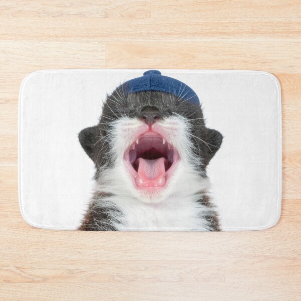 Item preview, Sleepy Morning Yawning Kitten Poster - Cozy Pajama Style Cat Graphic - Tired Monday Mood Sticker for Coffee Lovers designed and sold by WildGentlemen.