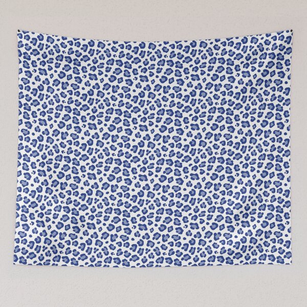 Item preview, White and Royal Blue leopard print designed and sold by pattern-archive.