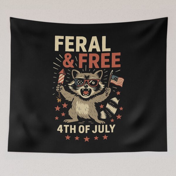 Item preview, Feral & Free 4th Of July Raccoon Patriotic American Independence Day designed and sold by SofenArt.