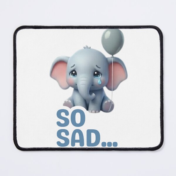 Item preview, So Sad... - Cute Emotional Elephant with Balloon Illustration designed and sold by Opie-Adn.