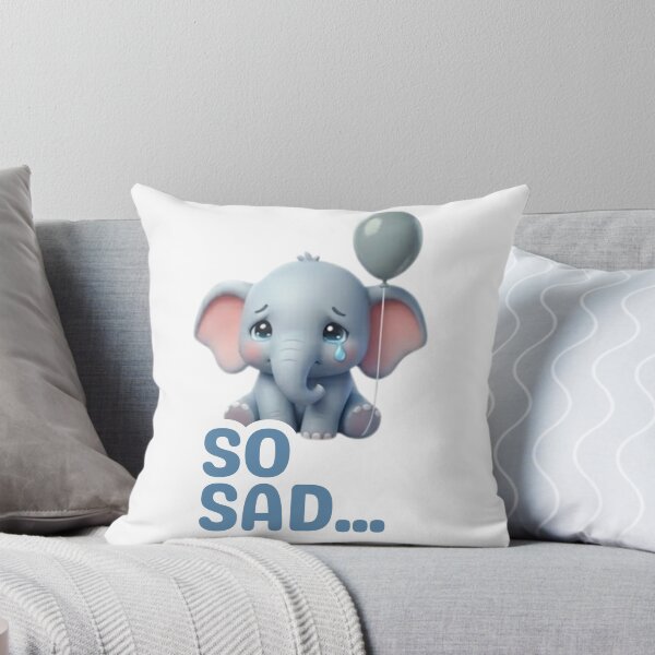 Item preview, So Sad... - Cute Emotional Elephant with Balloon Illustration designed and sold by Opie-Adn.