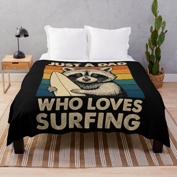 Item preview, Just A Dad Who Loves Surfing Raccoon Father Surfer designed and sold by SofenArt.