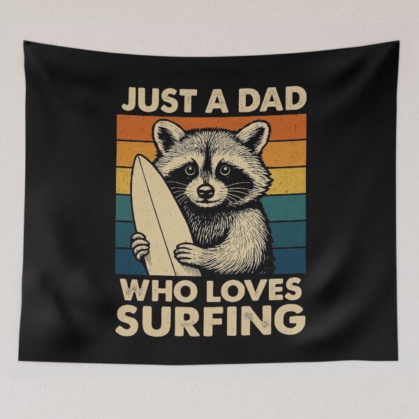 Item preview, Just A Dad Who Loves Surfing Raccoon Father Surfer designed and sold by SofenArt.