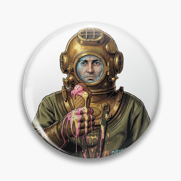 Item preview, "Underwater Meltdown: Steampunk Diver with Melting Ice Cream Comic Art" designed and sold by MGNT777.