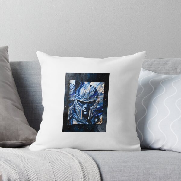Item preview, Cosmic Mandalorian Helmet Fluid Acrylic Pour Art Print | Star Wars Beskar Blue Gold Marble Poster designed and sold by pigasso70.