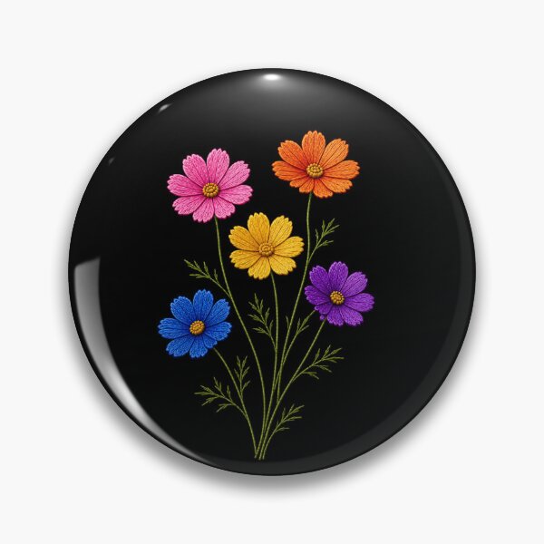 Item preview, Rainbow Cosmos Flowers Embroidery designed and sold by ColorSplash123.