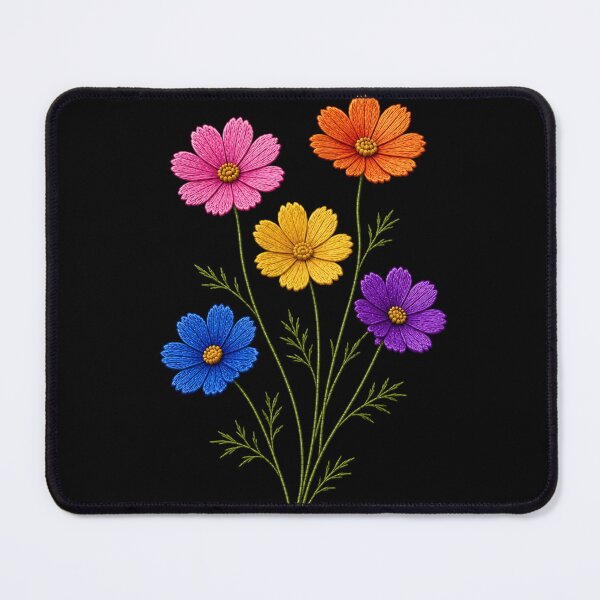 Item preview, Rainbow Cosmos Flowers Embroidery designed and sold by ColorSplash123.